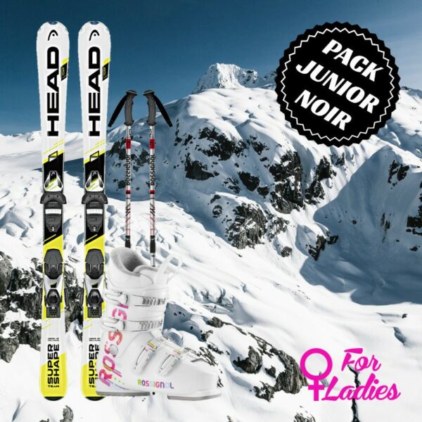 Pack ski noir junior garçon