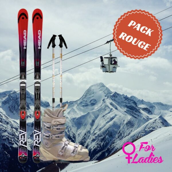 Pack ski rouge femme