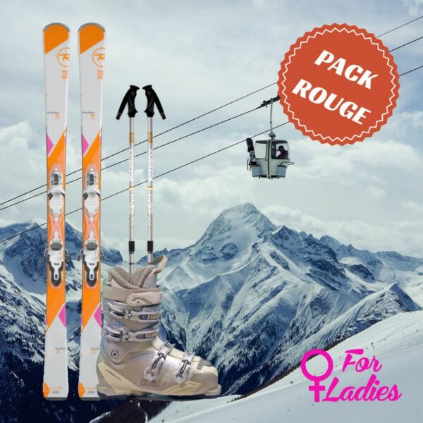 Pack ski rouge femme