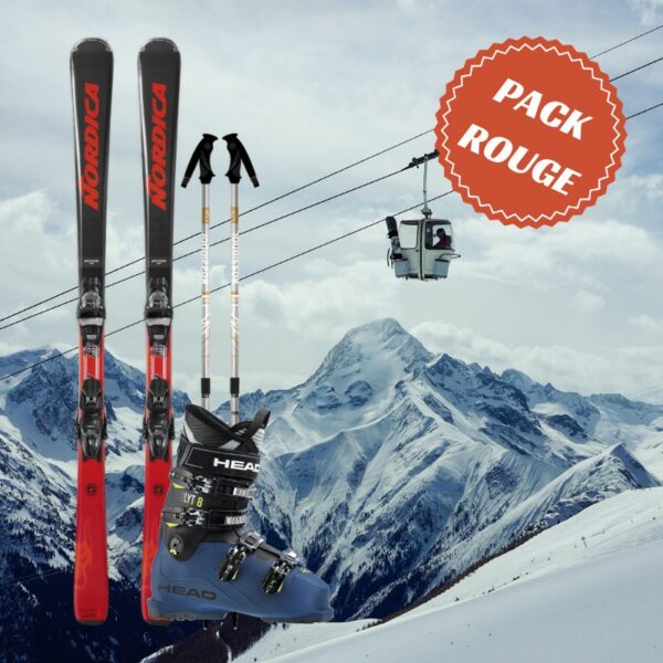 Pack ski rouge homme